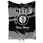 custom brooklyn nets grunge streaks black blanket best selling