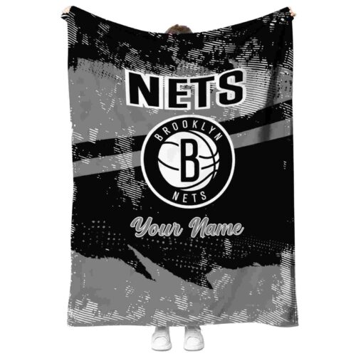 custom brooklyn nets grunge streaks black blanket best selling