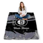 custom brooklyn nets grunge streaks black blanket best selling