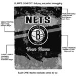 custom brooklyn nets grunge streaks black blanket best selling