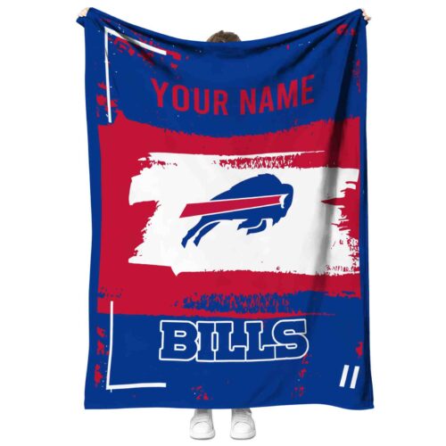 custom buffalo bills paint strokes blue white blanket best selling