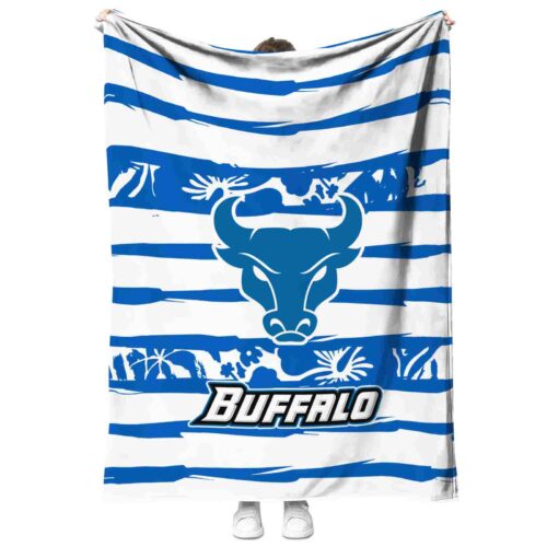 custom buffalo bulls floral stripes royal blue white blanket best selling