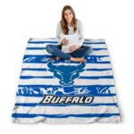 custom buffalo bulls floral stripes royal blue white blanket high quality