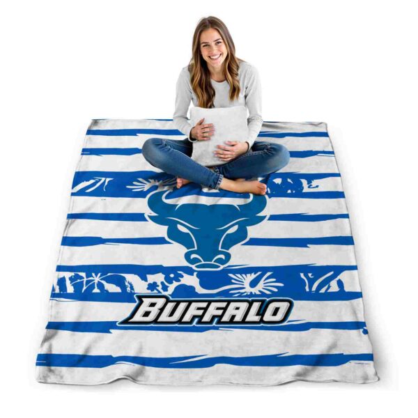 custom buffalo bulls floral stripes royal blue white blanket high quality