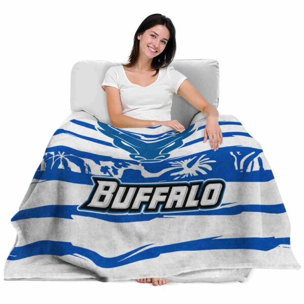 custom buffalo bulls floral stripes royal blue white blanket latest model