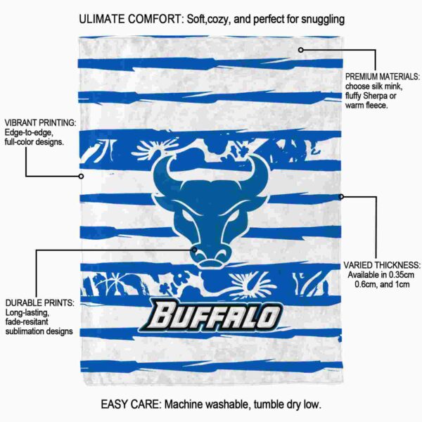 custom buffalo bulls floral stripes royal blue white blanket new arrival