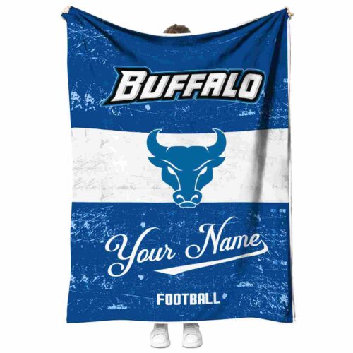 custom buffalo bulls grunge texture royal blue white blanket best selling