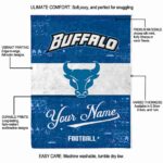 custom buffalo bulls grunge texture royal blue white blanket best selling