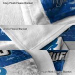 custom buffalo bulls grunge texture royal blue white blanket best selling