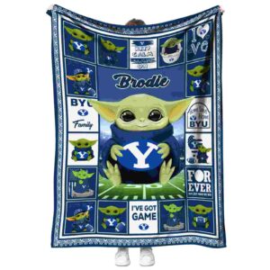 custom byu cougars baby yoda blue blanket best selling