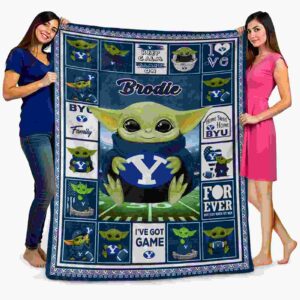 custom byu cougars baby yoda blue blanket fashion forward
