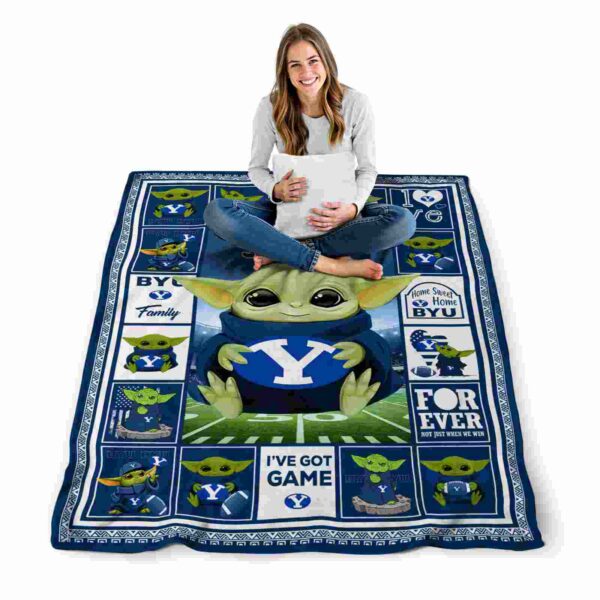 custom byu cougars baby yoda blue blanket high quality