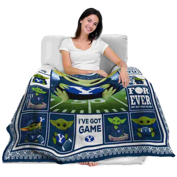 custom byu cougars baby yoda blue blanket latest model