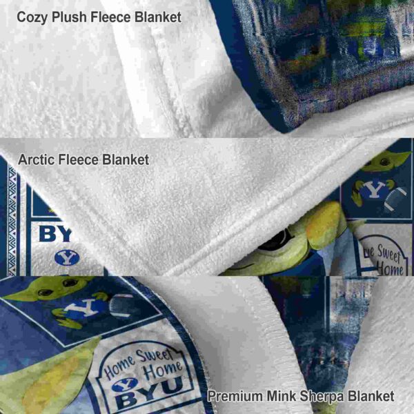custom byu cougars baby yoda blue blanket premium grade