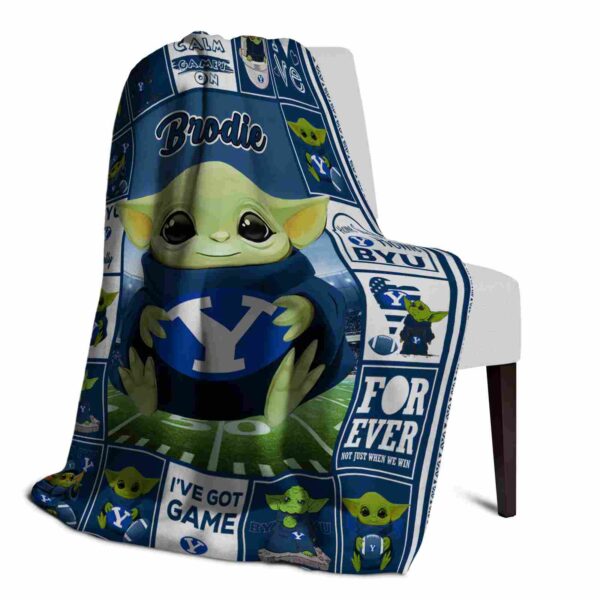 custom byu cougars baby yoda blue blanket top rated