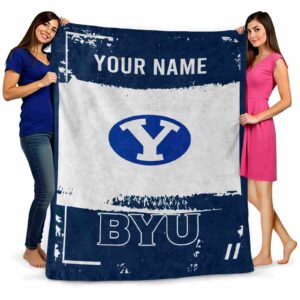 custom byu cougars paint strokes blue white blanket fashion forward