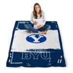 custom byu cougars paint strokes blue white blanket high quality