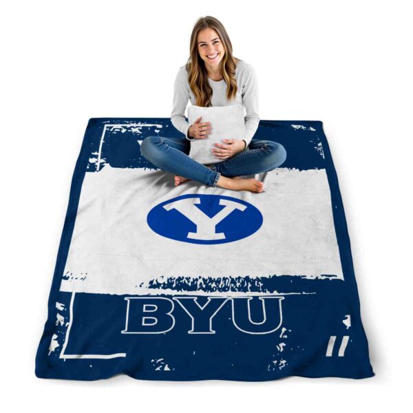 custom byu cougars paint strokes blue white blanket high quality
