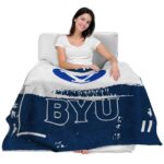custom byu cougars paint strokes blue white blanket latest model