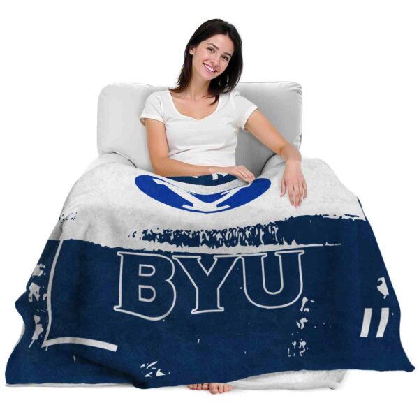 custom byu cougars paint strokes blue white blanket latest model