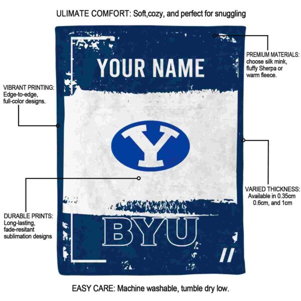 custom byu cougars paint strokes blue white blanket new arrival
