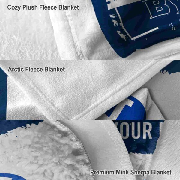 custom byu cougars paint strokes blue white blanket premium grade