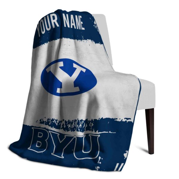 custom byu cougars paint strokes blue white blanket top rated