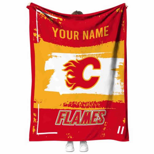 custom calgary flames paint strokes red white blanket best selling