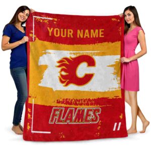 custom calgary flames paint strokes red white blanket fashion forward