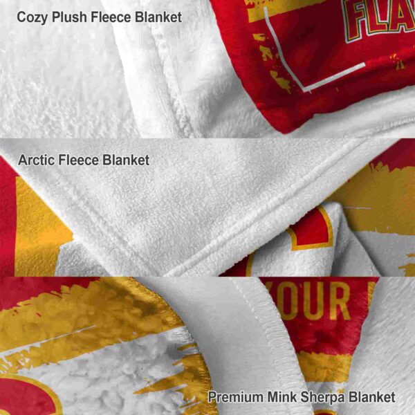 custom calgary flames paint strokes red white blanket premium grade