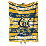 custom california golden bears floral stripes blue white blanket best selling