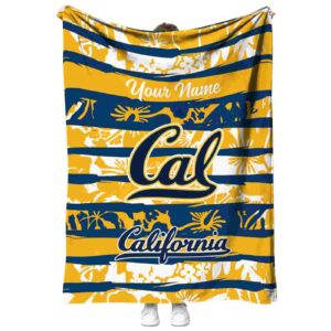 custom california golden bears floral stripes blue white blanket best selling