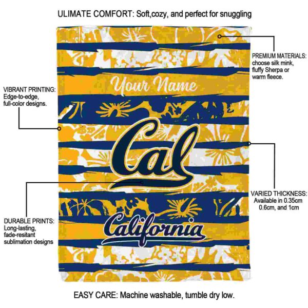 custom california golden bears floral stripes blue white blanket new arrival