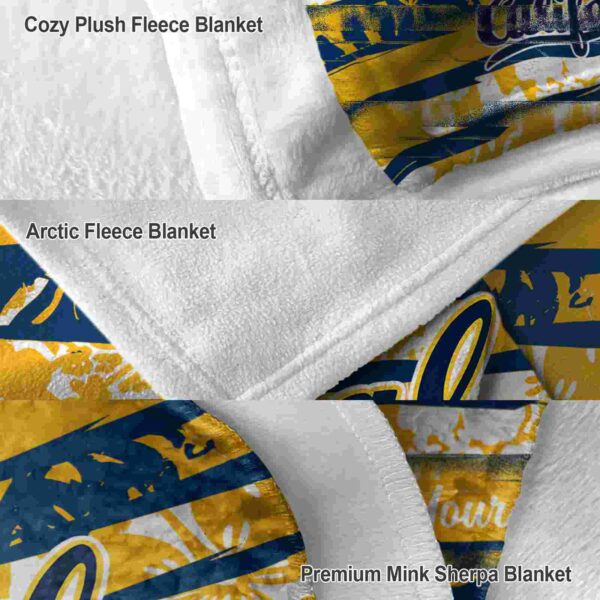 custom california golden bears floral stripes blue white blanket premium grade