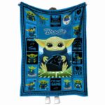custom carolina panthers baby yoda blue blanket best selling