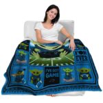 custom carolina panthers baby yoda blue blanket best selling