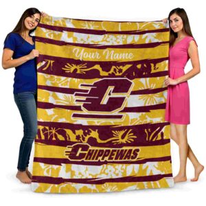 custom central michigan chippewas floral stripes maroon white blanket fashion forward