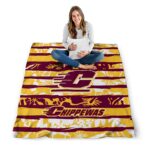 custom central michigan chippewas floral stripes maroon white blanket best selling