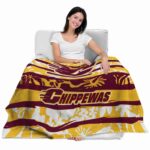 custom central michigan chippewas floral stripes maroon white blanket best selling