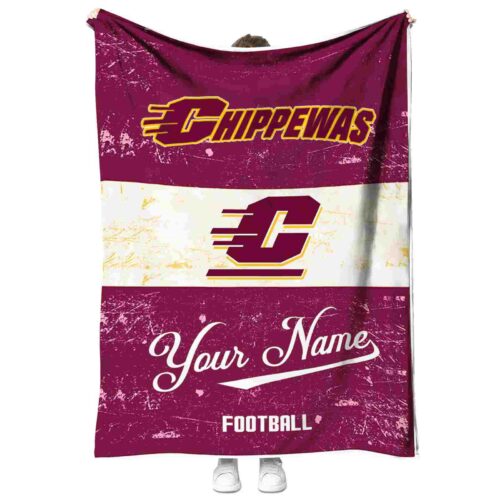 custom central michigan chippewas grunge texture maroon white blanket best selling