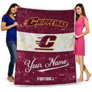custom central michigan chippewas grunge texture maroon white blanket fashion forward
