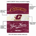 custom central michigan chippewas grunge texture maroon white blanket new arrival