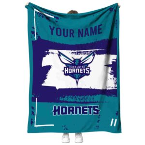 custom charlotte hornets paint strokes teal white blanket best selling