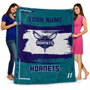 custom charlotte hornets paint strokes teal white blanket fashion forward