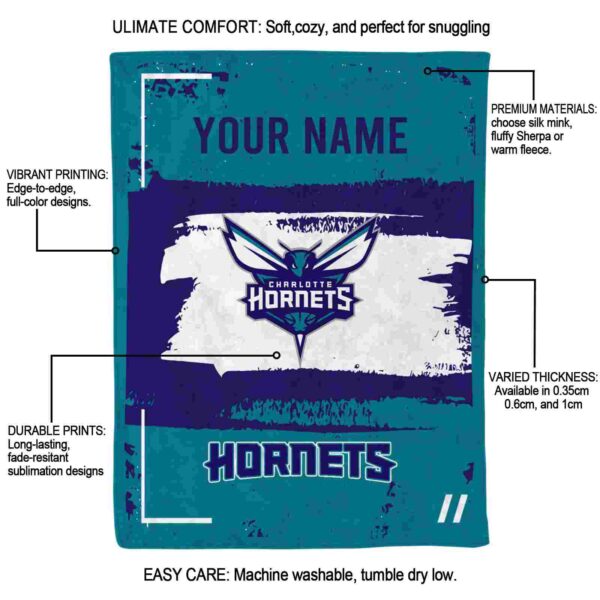 custom charlotte hornets paint strokes teal white blanket new arrival