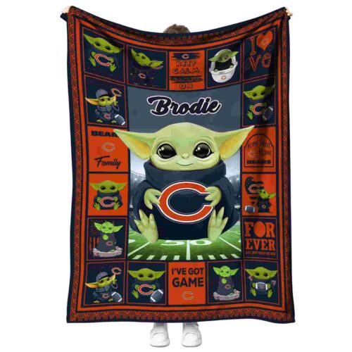 custom chicago bears baby yoda blue blanket best selling