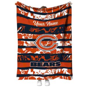 custom chicago bears floral stripes blue white blanket best selling