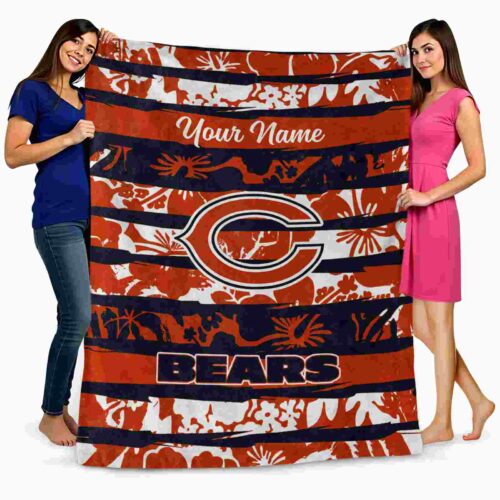 custom chicago bears floral stripes blue white blanket fashion forward