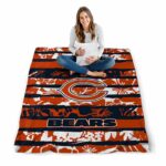 custom chicago bears floral stripes blue white blanket high quality
