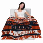custom chicago bears floral stripes blue white blanket latest model